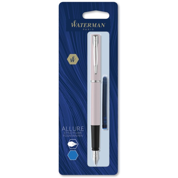 Waterman® Allure Fountain Pen, Fine Point, Pink Barrel, Blue Ink