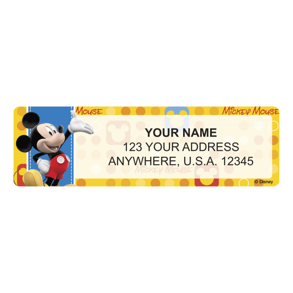 Custom Address Labels, 2-1/2" x 3/4", Mickey Fun-Tastic, Pack Of 144 Labels