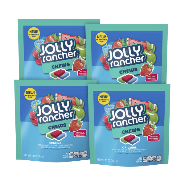 Jolly Rancher Chews Candy 13 Oz Bag Assorted Flavors Pack Of 4