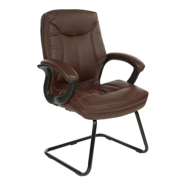 Office Star Work Smart Faux Leather Executive Visitor Chair, Chocolate - FL6085-U24 - Furniture Bring an upscale aesthetic to your business with t sku FL6085-U24