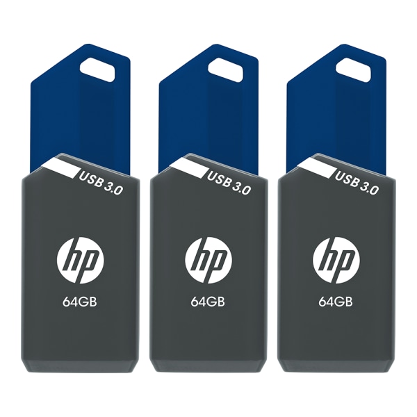 HP x900w USB 30 Flash Drives 64GB Pack Of 3 Drives
