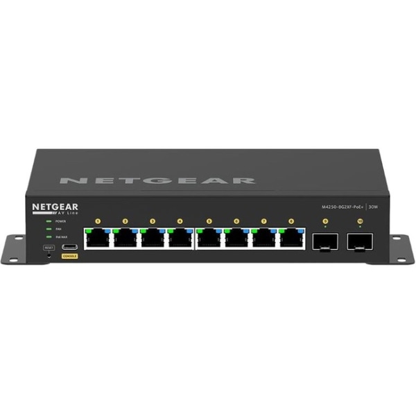Netgear AV Line M4250 GSM4210PX Ethernet Switch - 8 Ports - Manageable - 10 Gigabit Ethernet - 10GBas - GSM4210PX100NAS