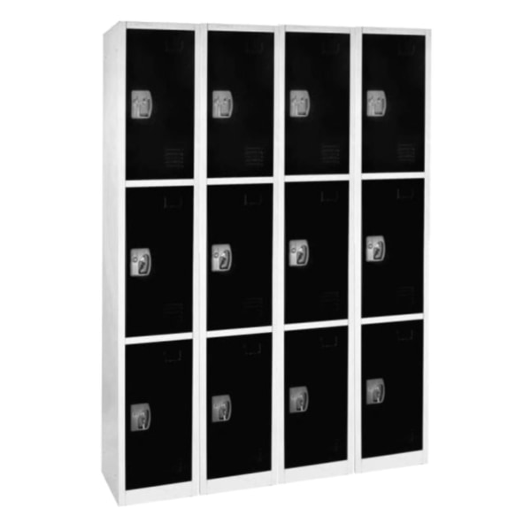 Photos - Dresser / Chests of Drawers Alpine Large 3-Tier Steel Lockers, 72"H x 12"W x 12"D, Black, Pack Of 4 Lockers ADI629-203-BLK-4PK 