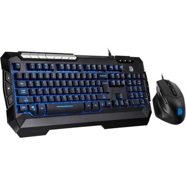 Tt eSPORTS Commander Combo V2 Gaming Keyboard & Mouse - USB Membrane Cable Keyboard - Black - USB Cable Mouse - Optical - 2500 dpi - 8 Button - Black 