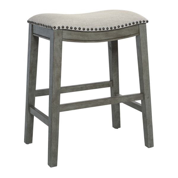 OSP Home Furnishings - Contemporary Wood Saddle Stool (Set of 2) - Gray