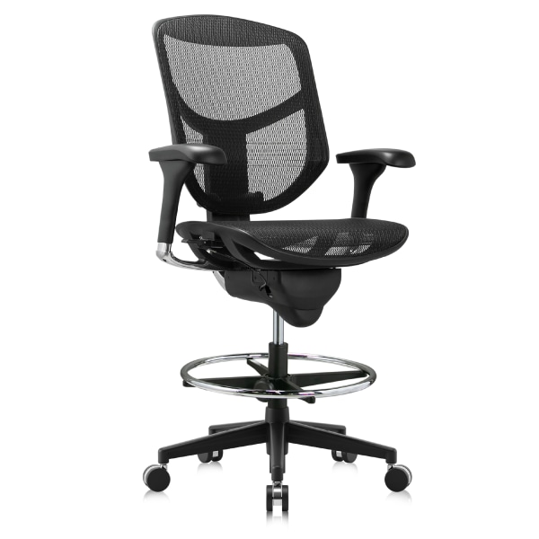 WorkPro® Quantum 9000 Series Ergonomic Mesh/Mesh Mid-Back Stool, Black/Black, BIFMA Compliant