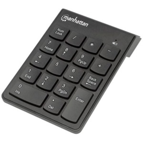 Manhattan Numeric Wireless Keypad, 18 Keys - USB, Wireless, 18 Full-Size Keys, Black