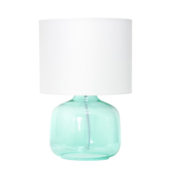 Simple Designs - Glass Table Lamp with Fabric Shade - Aqua/White