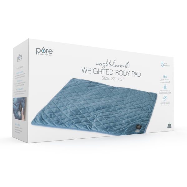 Pure Enrichment Weighted Warmth Body Pad With Heat, 30-1/2"L x 20-1/2"W, Blue