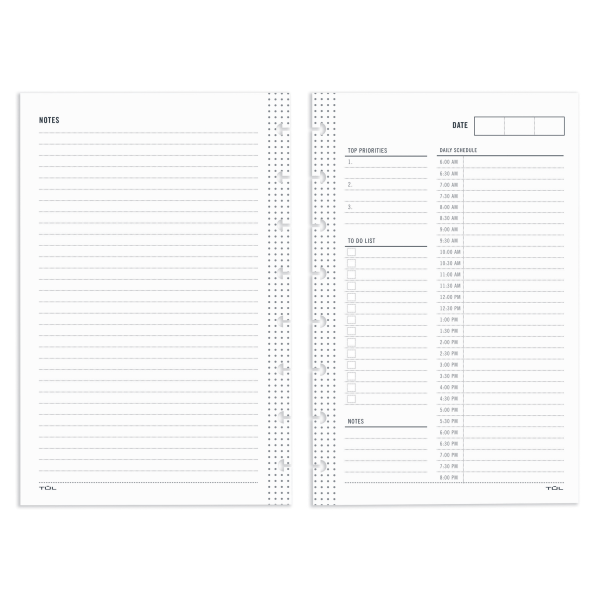 TUL Discbound Undated Daily Refill Pages, Junior Size, 2 Pages Per Day, 50 Sheets