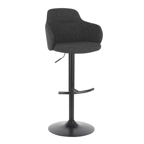 Boyne Industrial Upholstered Bar Stool In Black Metal And Dark Grey Fabric