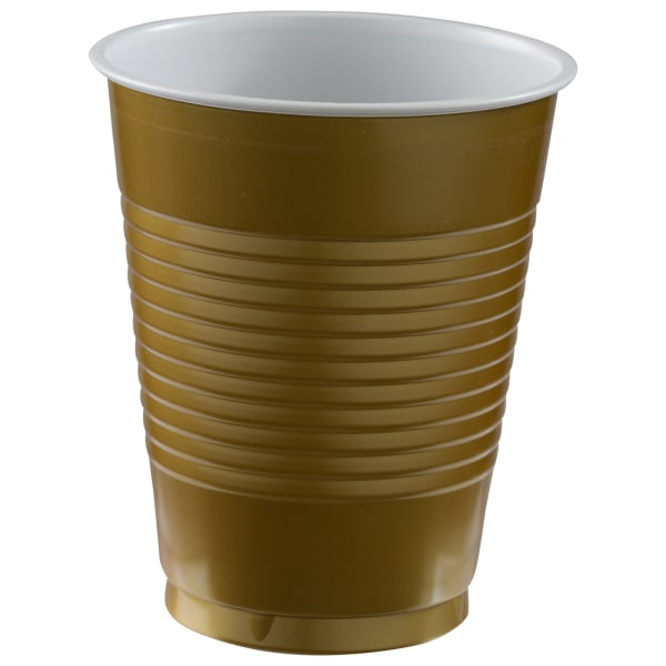 UPC 192937246863 product image for Amscan Plastic Cups, 18 Oz, Gold, Set Of 150 Cups | upcitemdb.com