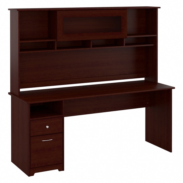 Bush Furniture Cabot 72""W Computer Desk With Hutch And Drawers, Harvest Cherry, Standard Delivery -  Bush Business Furniture, CAB049HVC