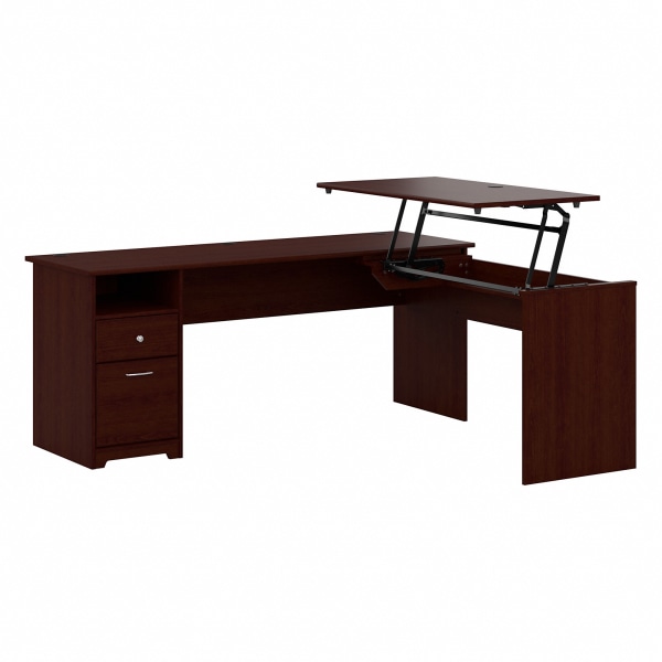 Bush Furniture Cabot 3 Position L Shaped Sit to Stand Desk, 72""W, Harvest Cherry, Standard Delivery -  Bush Business Furniture, CAB050HVC