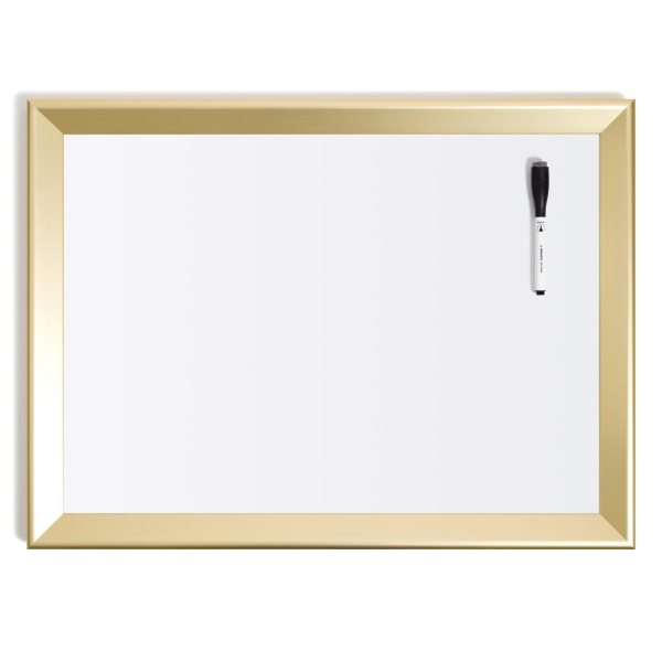 U Brands Magnetic Dry-Erase Board, Steel, 17” x 23”, White, Gold Aluminum Frame
