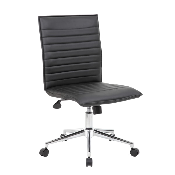 B9533C Task Chair, Black Back, 20 in W 26" L 38-1/2" H, Armless, Vinyl Seat