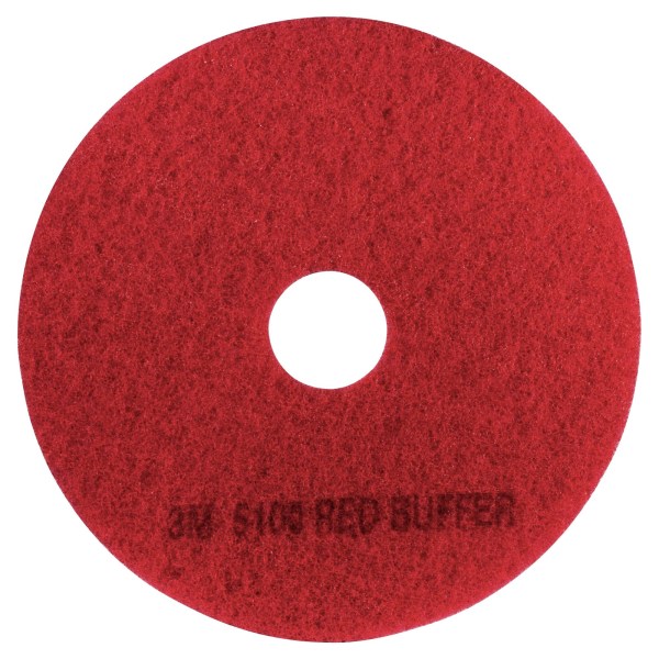 3M 5100 Buffer Floor Pads, 13 Diameter, Red, Case Of 5