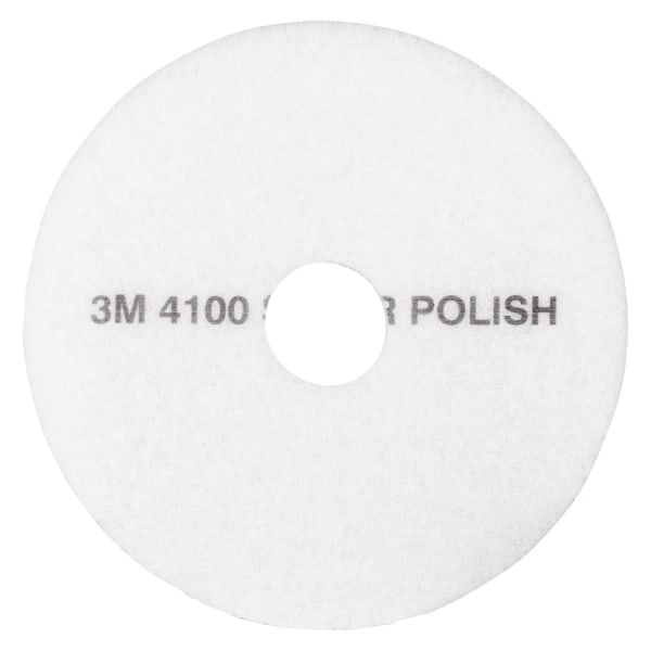 3M 4100 Super Polishing Floor Pads, 19 Diameter, White, Case Of 5