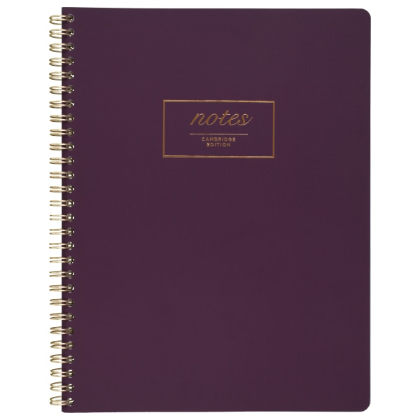 ® Fashion Twin-Wire Business Notebook, 7 1/4"" x 9 1/2"", College Ruled, 80 Sheets, Purple () - Cambridge 49556