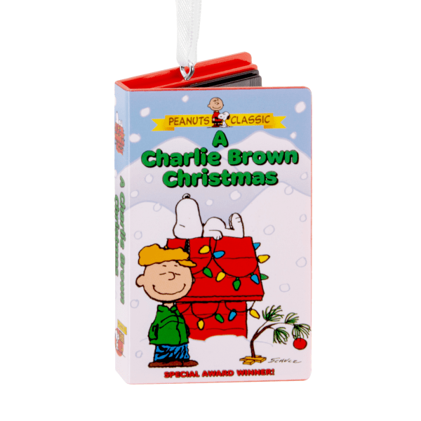 Hallmark Resin Christmas Ornament, 3" x 1-3/4" x 1-1/2", Peanuts A Charlie Brown Christmas Retro Video Cassette Case