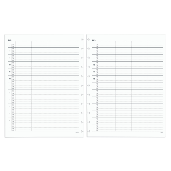 TUL Discbound Daily Appointment Refill Pages, 4-Person Group Appointments, Letter Size, Undated, 50 Sheets