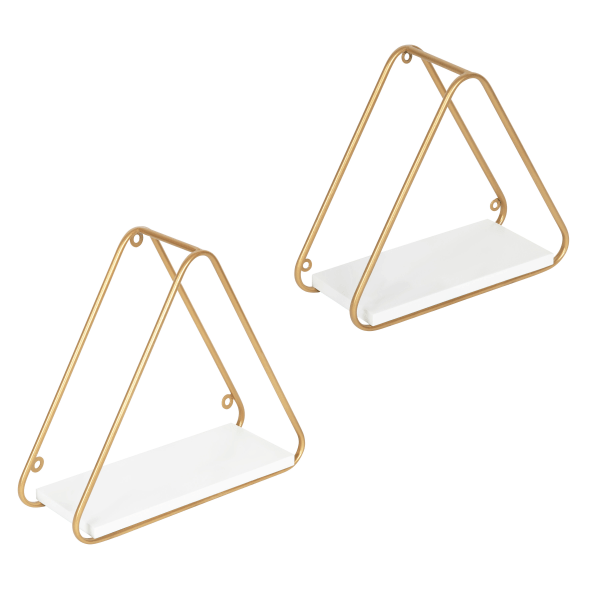 Photos - Garden & Outdoor Decoration Kate and Laurel Tilde Triangle Accent Shelf Set, Gold, Set Of 2 Shelves 216419