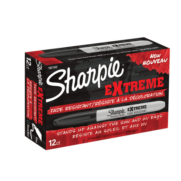 Sharpie® Extreme Permanent Markers, Fine Point, Black, Pack Of 12