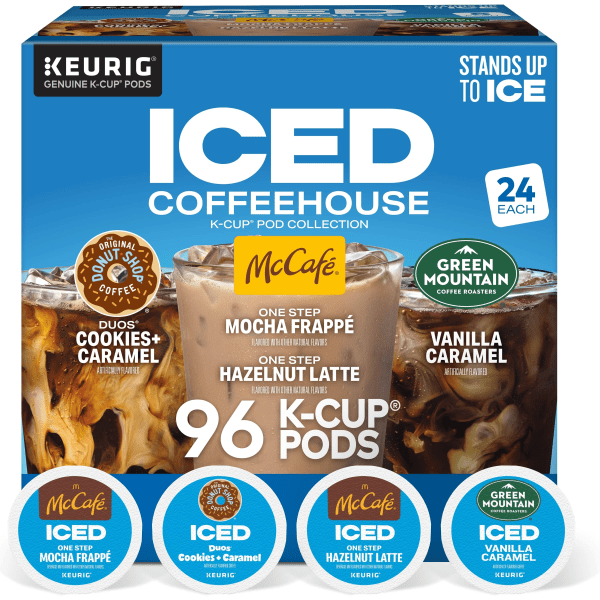 Keurig ICED Coffeehouse K-Cup® Pod Collection Variety Pack, Medium Roast, 24 Pods Per Pack, Case Of 4 Packs