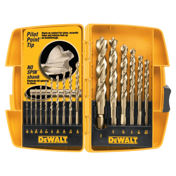 UPC 028877331089 product image for DeWalt Pilot Point Gold Ferrous Oxide Drill Bit Set, 16-Bits | upcitemdb.com