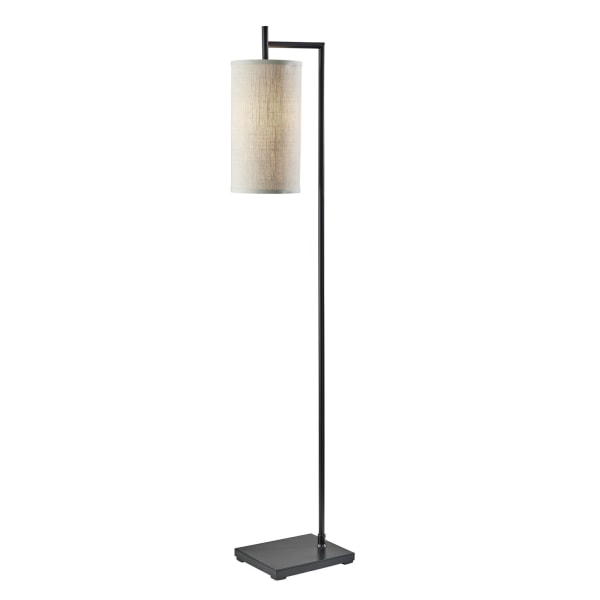 Adesso SL1156-01 Zion 65 inch 100 watt Black Floor Lamp Portable Light in Beige Textured Fabric