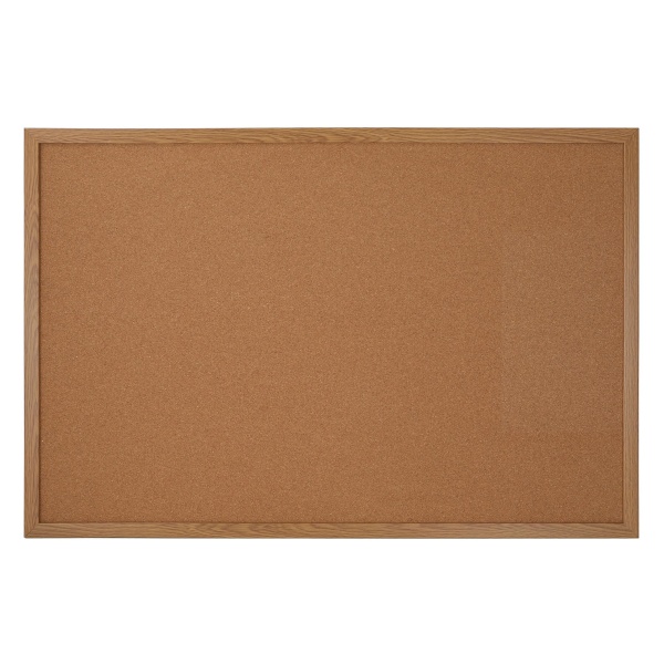 Office Depot® Brand Cork Bulletin Board, 24" x 36", Wood Frame With Oak Finish