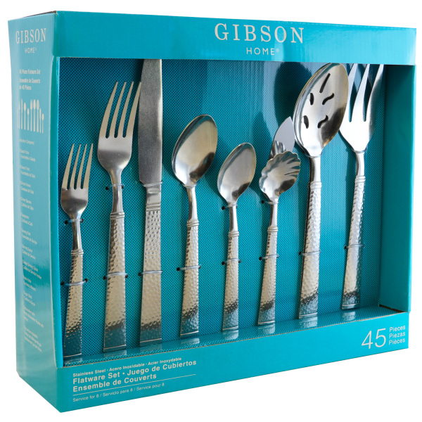 UPC 085081291042 product image for Gibson Home 45-Piece Flatware Set, Prato, Silver | upcitemdb.com