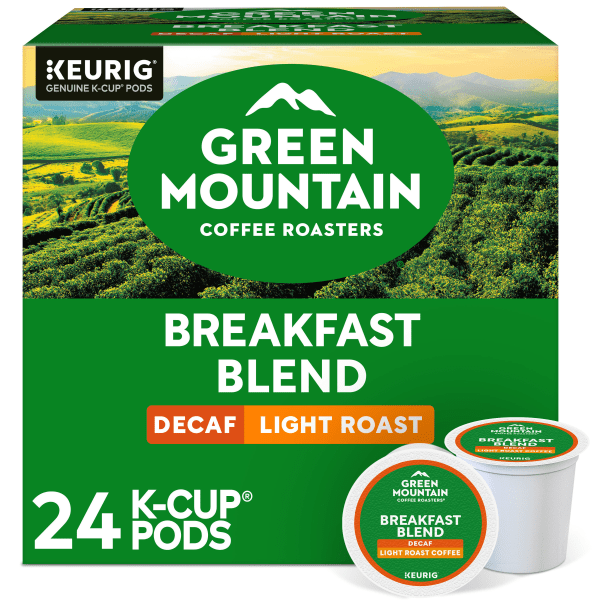 Green Mountain Coffee Roasters® Single-Serve Coffee K-Cup® Pods, Decaffeinated, Breakfast Blend, Carton Of 24
