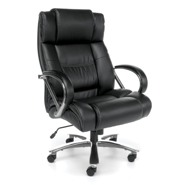 OFM Avenger Big & Tall Ergonomic Bonded Leather High-Back Chair, Black/Chrome -  810-LX