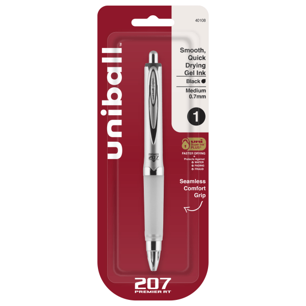 uni-ball 207 Premier Retractable Gel Pen, 0.7 mm, Medium Point, Silver Barrel, Black Ink - 40108 - Office Supplies A 0.7mm medium point delivers bold strokes with a  sku 40108