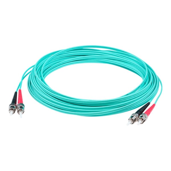 AddOn 30m ST (Male) to ST (Male) Aqua OM4 Duplex Fiber OFNR (Riser-Rated) Patch Cable - 100% compatible and guaranteed to work in OM4 and OM3 applicat
