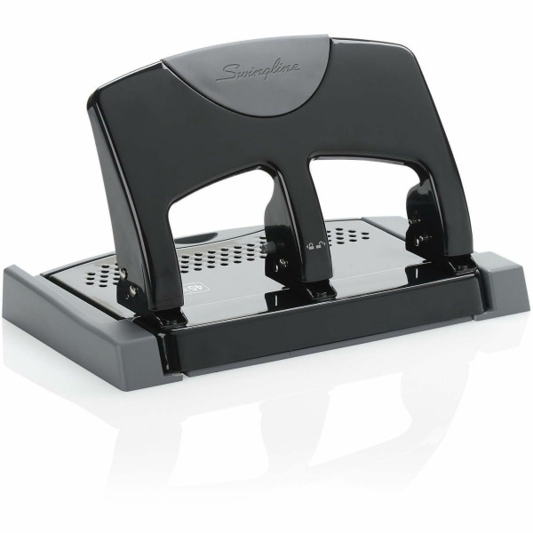 Swingline SmartTouch Low Force Desktop 3-Hole Punch, 45 Sheet Capacity, Black/Gray (74136), Paper | Quill