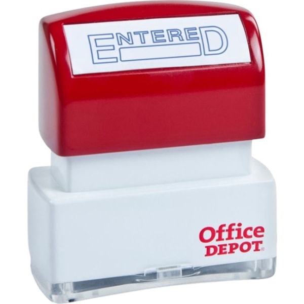 Office Depot® Brand PreInked Message Stamp, "Entered", Blue Zerbee