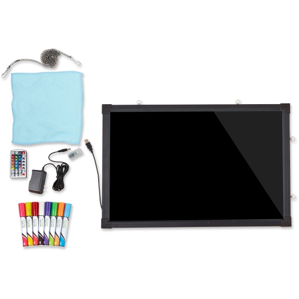 Alpine Industries Black 16 x 24 LED Hanging Message Writing Board Whiteboard