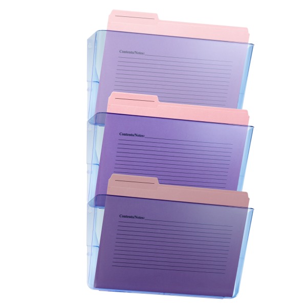 Officemate Blue Glacier Wall Files, 15 x 13 x 4 1/8, Blue, Pack Of 3