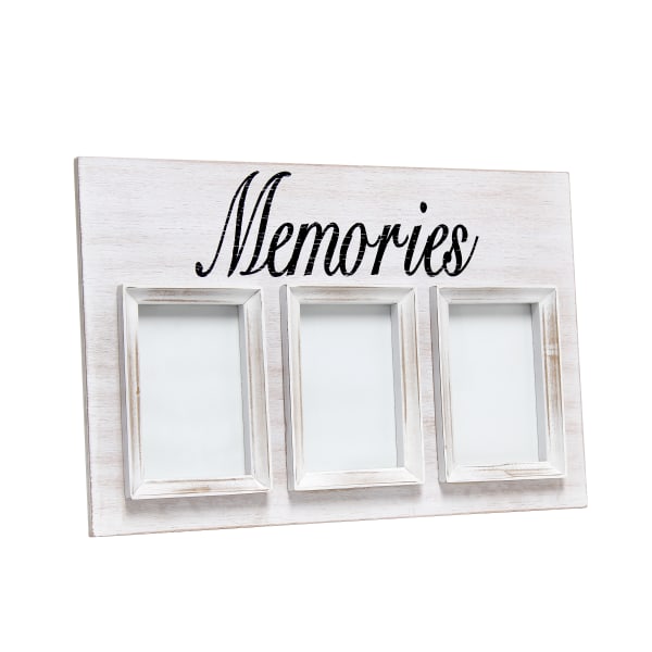 Elegant Designs 3-Photo Collage Picture Frame, 12 x 18, Whitewash Memories