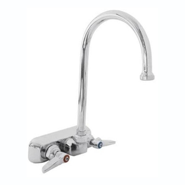 T&S Brass Wall-Mount Workboard Faucet, 6 Nozzle, 4 Centers, Stainless