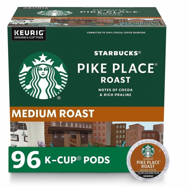 Starbucks® K-Cup Pike Place Roast Coffee - Compatible with Keurig Brewer - Medium - K-Cup - Pike Place Roast - 24/Box - 4 / Carton