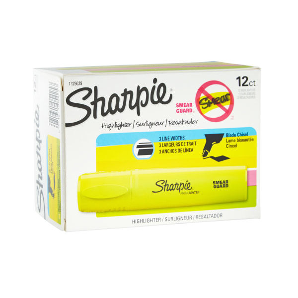 UPC 071641054257 product image for Sharpie® Blade Highlighters, Chisel Point, Fluorescent Yellow, Pack Of 12 | upcitemdb.com