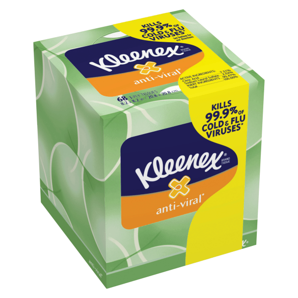 Kleenex Boutique Antiviral 3Ply Facial Tissues Box Of 68 Tissues