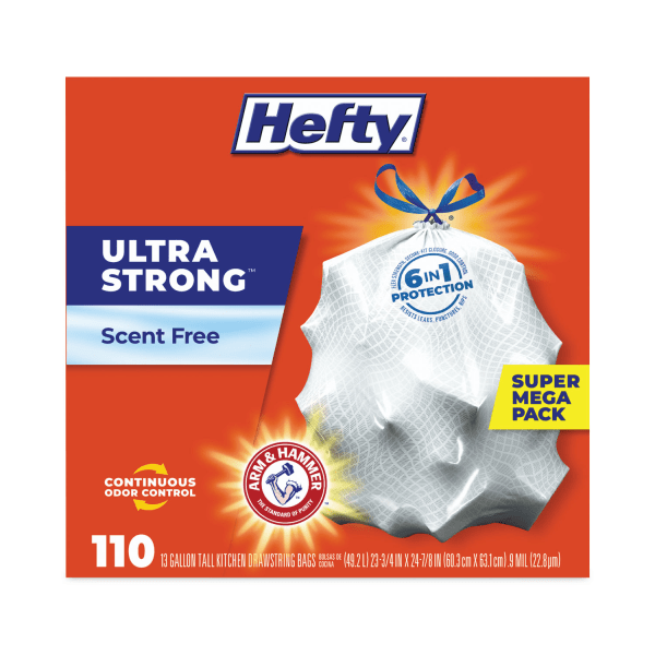 UPC 013700016738 product image for Hefty® Ultra Strong Tall Kitchen Trash Bags, Drawstring, 13 gal, 23.75