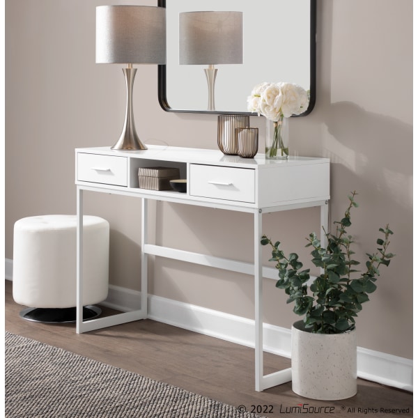 LumiSource Franklin Contemporary Console Table, 32""H x 43-1/2""W x 15-1/2""D, White -  TBC-FRANKLIN WW