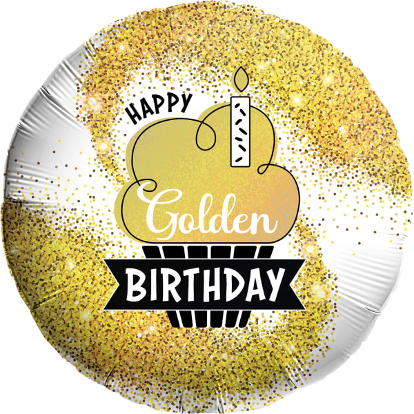 Amscan Birthday Foil Balloon, 18", Golden Holographic