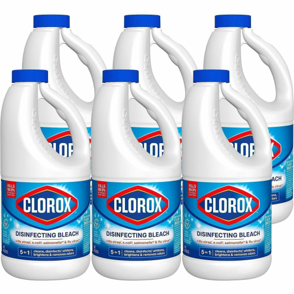 Clorox Disinfecting Bleach Concentrate Liquid 43 fl oz 13 quart Regular Scent 6 Carton White Clorox Disinfecting Bleach Concentrate Liquid 43 fl oz 13 quart Regular Scent 6 Carton White