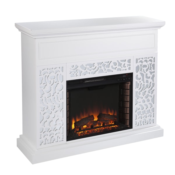 SEI Furniture Wansford Contemporary Electric Fireplace, 41-1/4""H x 45-3/4""W x 14-1/2""D, White -  FE1126959